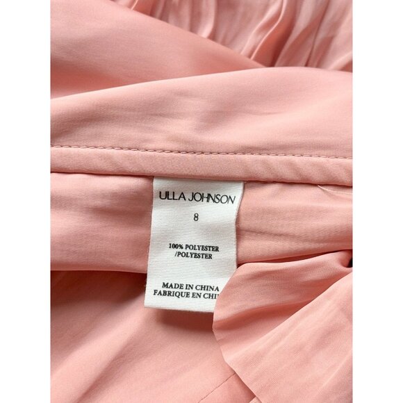 NWT ULLA JOHNSON Mia Tuberose Pink Plisse Satin Corset Peplum Blouse Top, Size 8 - Picture 15 of 16